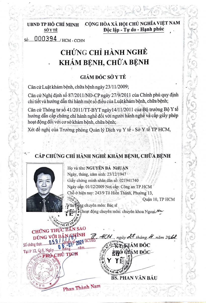 HỒ SƠ BÁC SĨ NGUYỄN BÁ NHUẬN