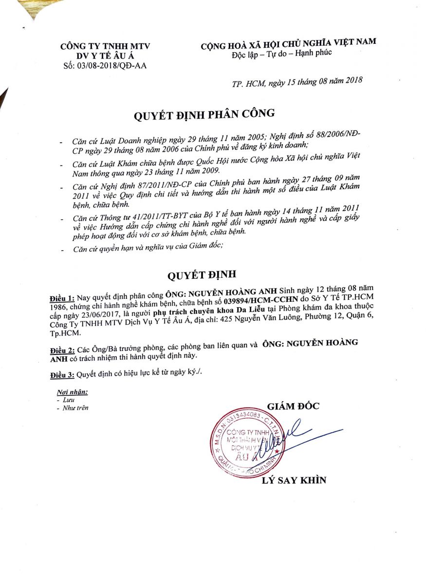 HỒ SƠ BÁC SĨ NGUYÊN HOÀNG ANH