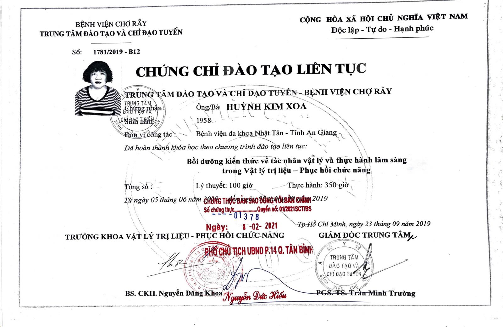HỒ SƠ BÁC SĨ HUỲNH KÌM XOA