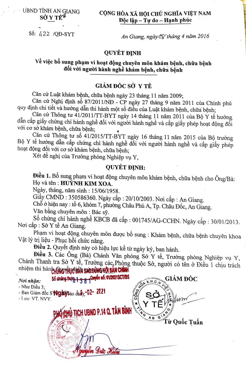 HỒ SƠ BÁC SĨ HUỲNH KÌM XOA