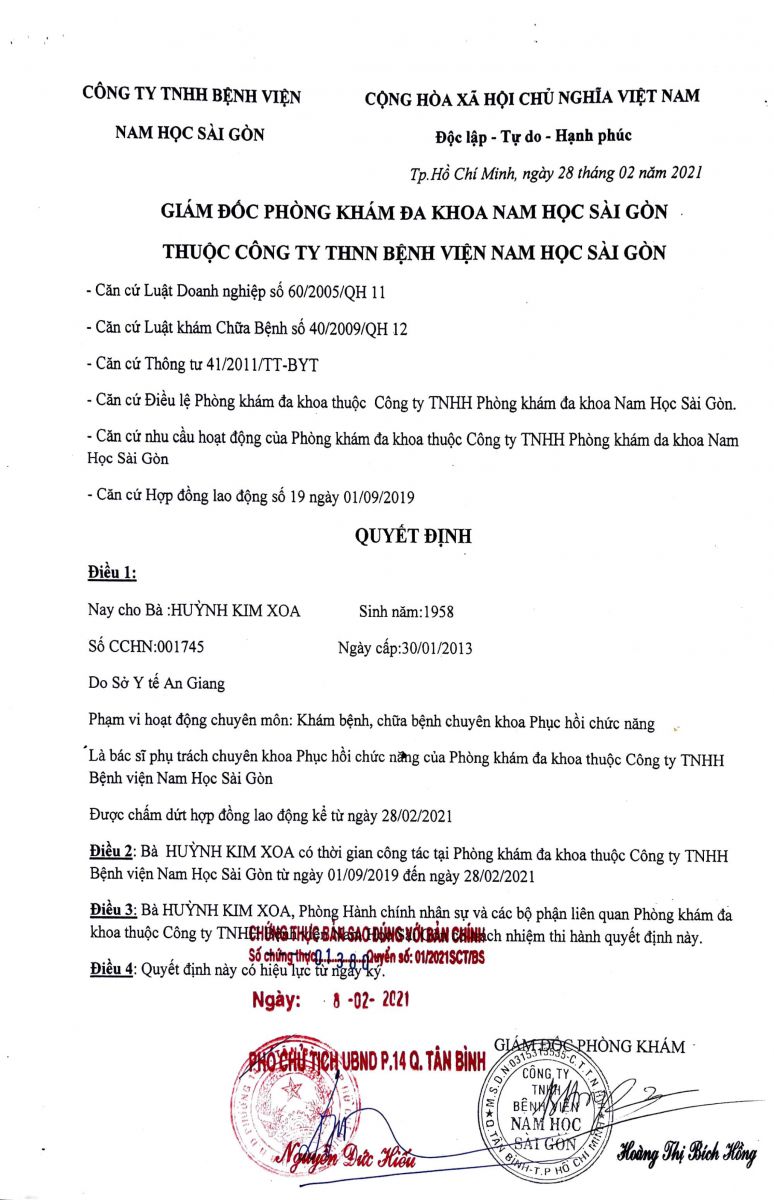 HỒ SƠ BÁC SĨ HUỲNH KÌM XOA