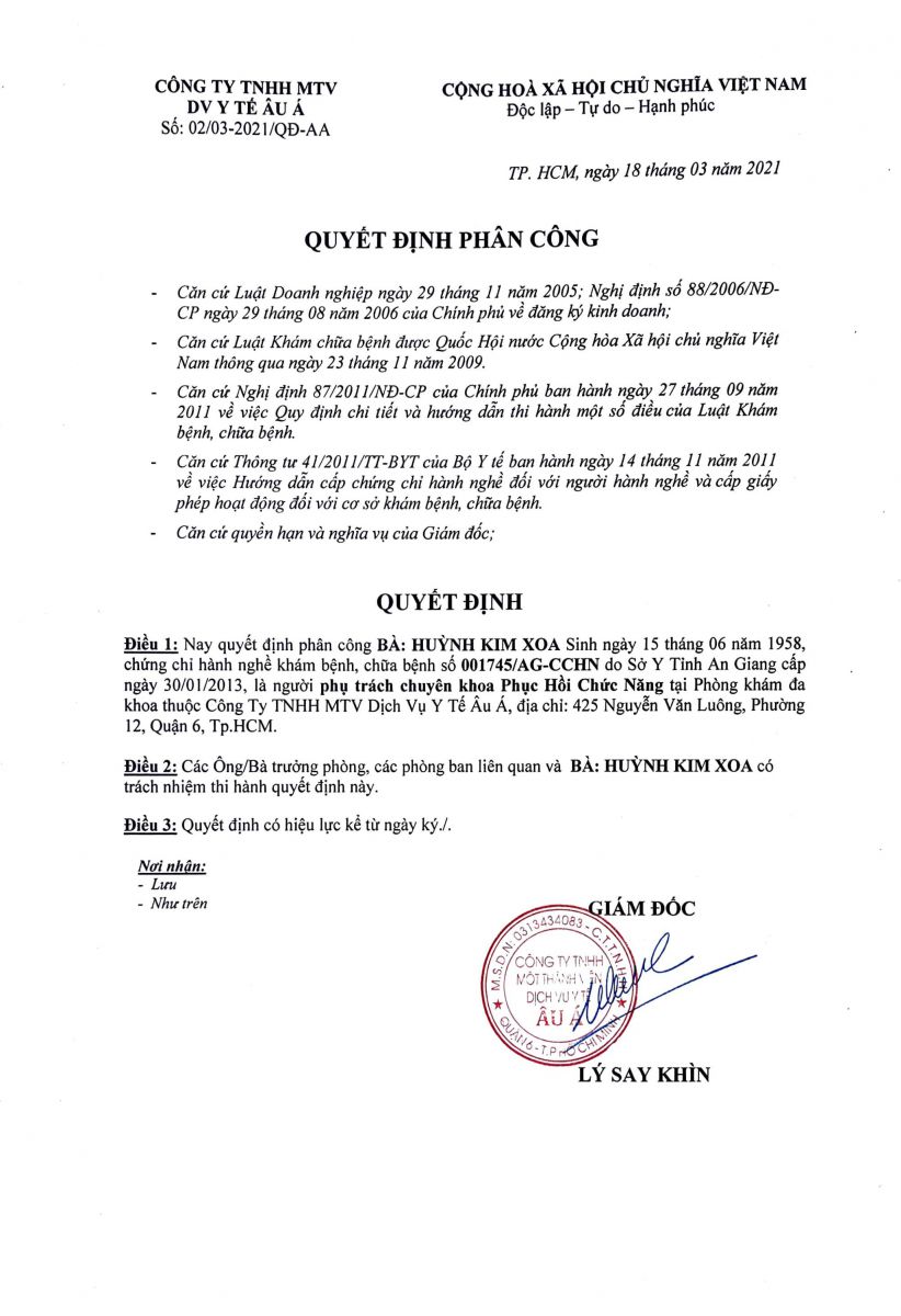 HỒ SƠ BÁC SĨ HUỲNH KÌM XOA