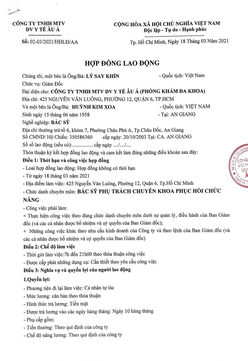HỒ SƠ BÁC SĨ HUỲNH KÌM XOA