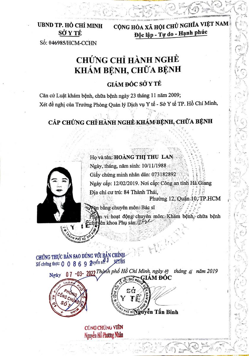 HỒ SƠ BÁC SĨ HOÀNG THỊ THU LAN