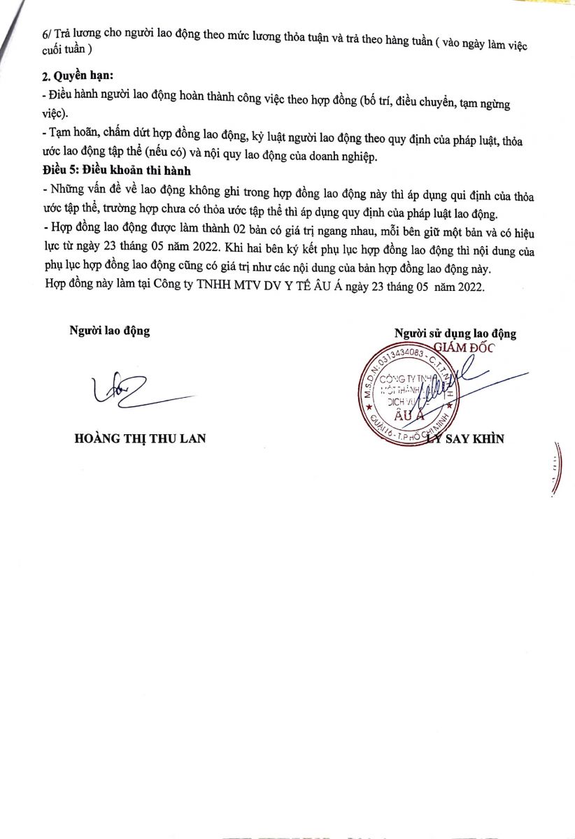 HỒ SƠ BÁC SĨ HOÀNG THỊ THU LAN
