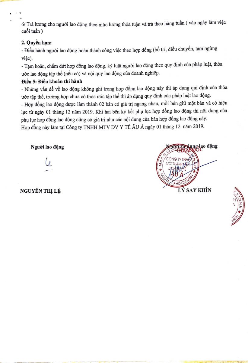 HỒ SƠ BÁC SĨ NGUYỄN THỊ LỆ
